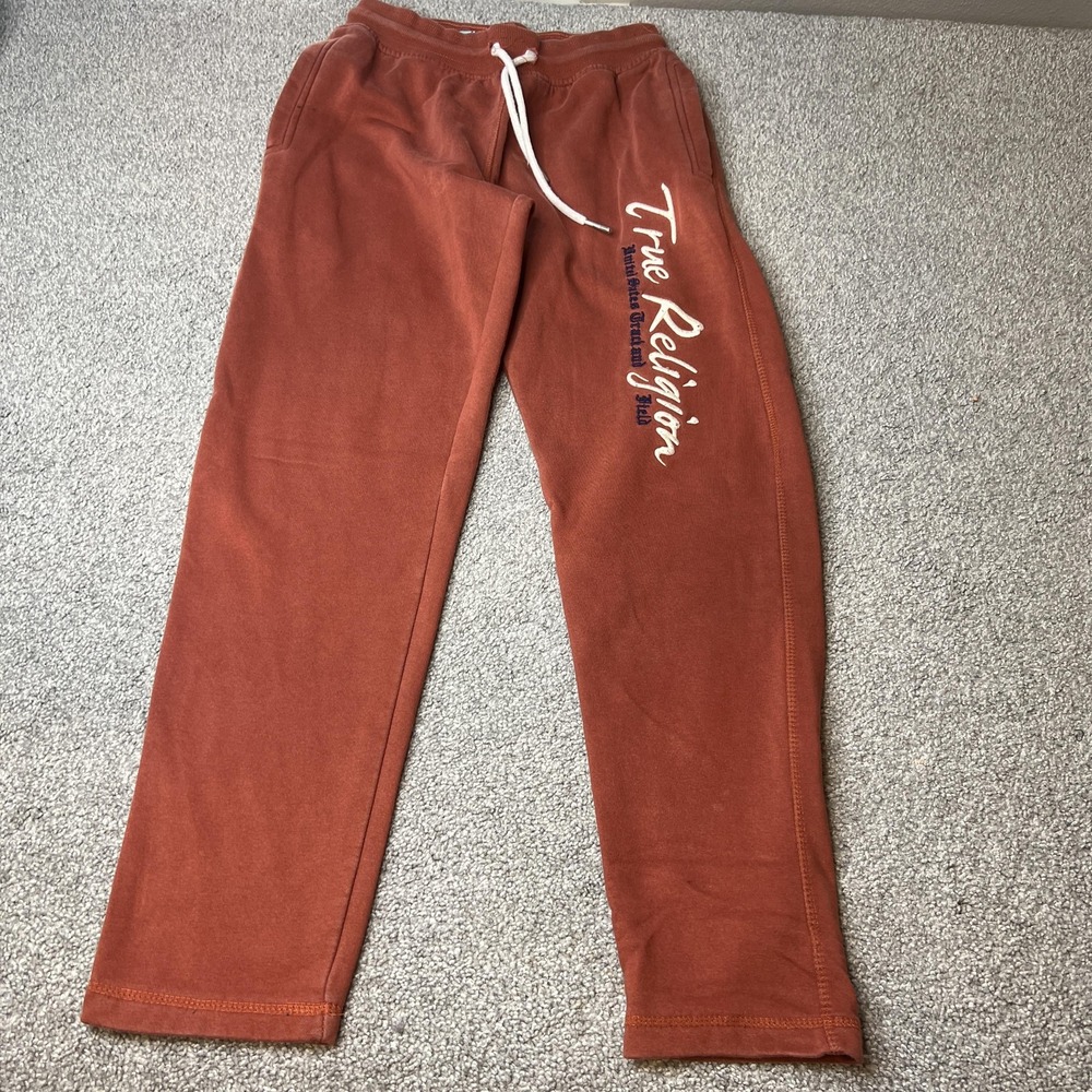 True Religion Rust Orange Sweatpants with White Logo